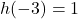 h(-3) =1