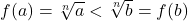 f(a) = \sqrt[n]{a} < \sqrt[n]{b} = f(b)