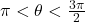 \pi < \theta < \frac{3\pi}{2}