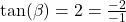 \tan(\beta) = 2 = \frac{-2}{-1}