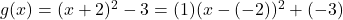 g(x) = (x+2)^2 - 3 = (1)(x-(-2))^2+(-3)