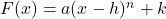 F(x) = a(x-h)^n+k