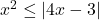 x^{2} \leq |4x - 3|