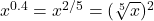 x^{0.4} = x^{2/5} = (\sqrt[5]{x})^2