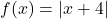 f(x) = |x + 4|