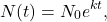 \[N(t) = N_{0}e^{kt},\]