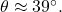 \theta \approx 39^{\circ}.