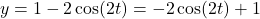 y = 1 - 2\cos(2t) = -2\cos(2t) + 1