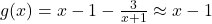 g(x) = x-1 - \frac{3}{x+1} \approx x-1