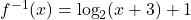 f^{-1}(x) = \log_{2}(x+3) + 1