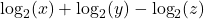 \log_{2}(x) + \log_{2}(y) - \log_{2}(z)