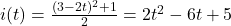 i(t) = \frac{(3-2t)^2 +1}{2} = 2t^2-6t+5