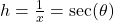 h = \frac{1}{x} = \sec(\theta)