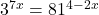 3^{7x} = 81^{4-2x}