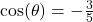 \cos(\theta) = -\frac{3}{5}