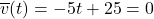 \overline{v}(t) = -5t+25 = 0