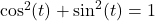 \cos^{2}(t) + \sin^{2}(t) = 1