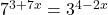 7^{3+7x} = 3^{4-2x}