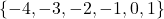 \{-4, -3, -2, -1, 0, 1\}