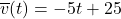 \overline{v}(t) = -5t+25