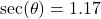 \sec(\theta) = 1.17