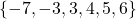 \left\{ -7, -3, 3, 4, 5, 6 \right\}