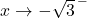 x \rightarrow -\sqrt{3}^{\, -}