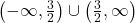 \left(-\infty, \frac{3}{2} \right) \cup \left(\frac{3}{2}, \infty \right)