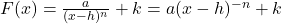 F(x) = \frac{a}{(x-h)^n}+k = a(x-h)^{-n}+k