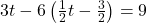 3t - 6\left(\frac{1}{2} t - \frac{3}{2}\right) = 9