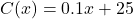 C(x) = 0.1x + 25