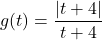 g(t) = \dfrac{|t + 4|}{t + 4}