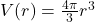 V(r) =\frac{4\pi}{3} r^{3}