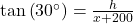 \tan\left(30^{\circ}\right) = \frac{h}{x+200}