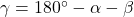 \gamma = 180^{\circ} - \alpha - \beta