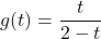 g(t) = \dfrac{t}{2-t}