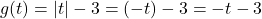 g(t) = |t| - 3 = (-t) - 3 = -t - 3