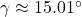 \gamma \approx 15.01^{\circ}