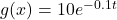 g(x) = 10e^{-0.1t}