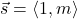 \vec{s} = \langle 1, m \rangle