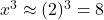 x^3 \approx (2)^3 = 8