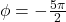 \phi = -\frac{5 \pi}{2}