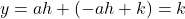 y = ah + (-ah + k) = k