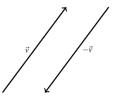 Two vectors side by side. The first vector increases left two right and is labeled v. The second vector is the same length, but the terminal point and initial point are at the opposite ends from vector v. The second vector is labeled -v.